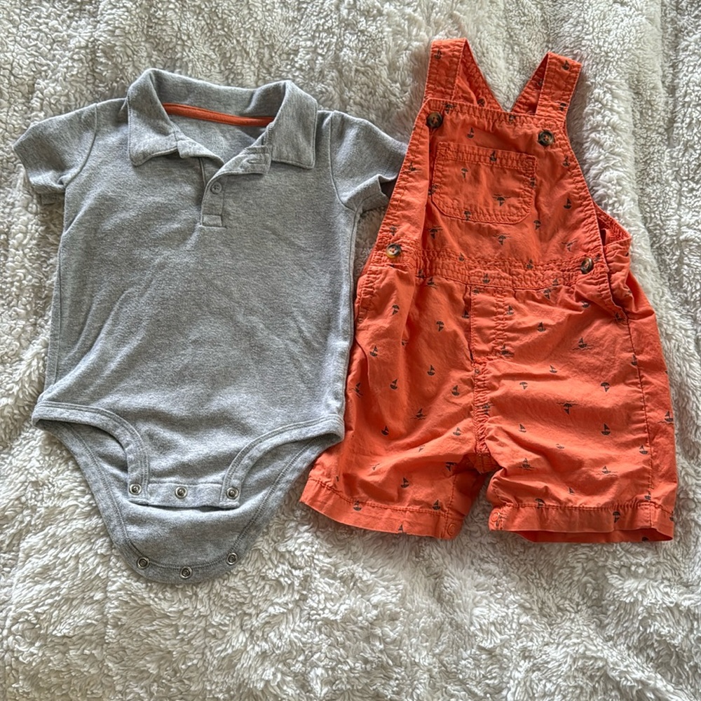 Carters Polo and Overall Set